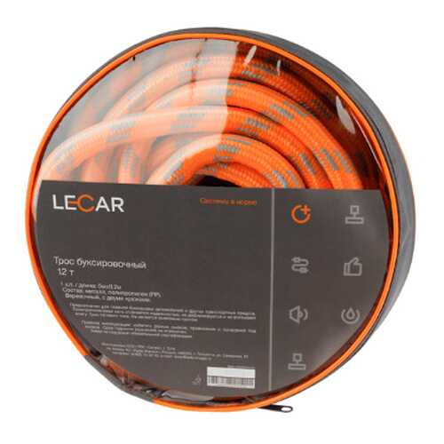 Трос буксировочный веревочный LECAR 12т., 2 крюка, сумка LECAR LECAR000120806 в Башнефть