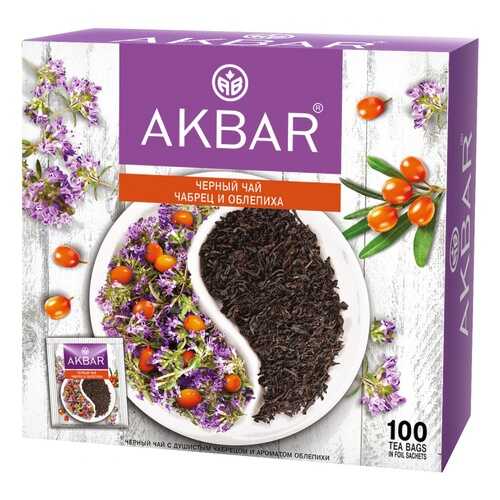 Чай Akbar Чабрец и Облепиха, черный с добавками, 100 сашетов в Башнефть