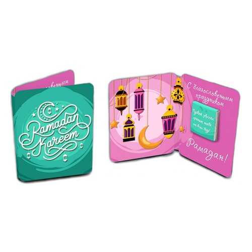 Шоколад Chokocat Ramadan Kareem. Зелёно-розовая, молочный, мини-открытка, 5 гр в Башнефть