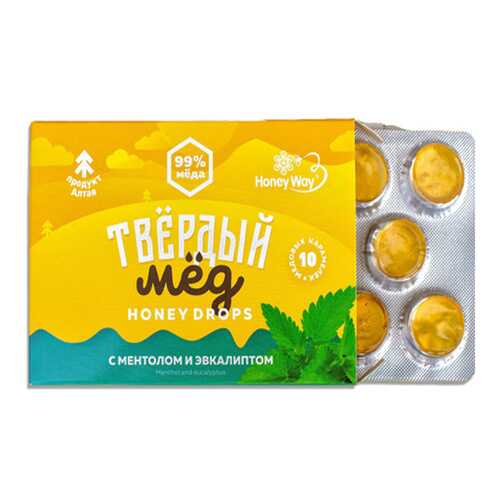 Карамель Твердый мед медовая со вкусом ментола и эвкалипта 30 г в Башнефть
