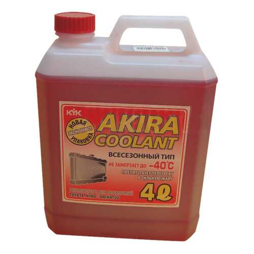 Антифриз AKIRA Coolant Красный Готовый антифриз -40 4л в Башнефть