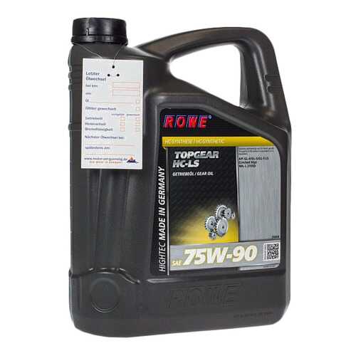 Трансмиссионное масло Rowe HIGHTEC TOPGEAR 75w90 5л 25004-0050-03 в Башнефть