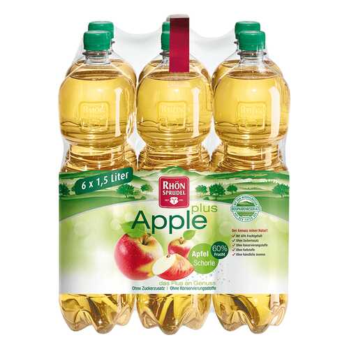 Вода минеральная Rhon Sprudel «Apple Plus» с яблочным соком без сахара 1.5 л 6 шт в Башнефть